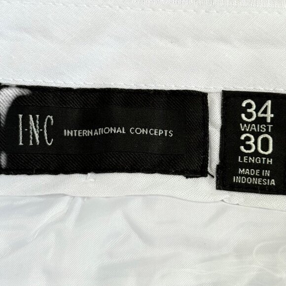 Mens White Flat Front Linen-Blend Casual Pants 34x30 INC International Concepts - Picture 5 of 8